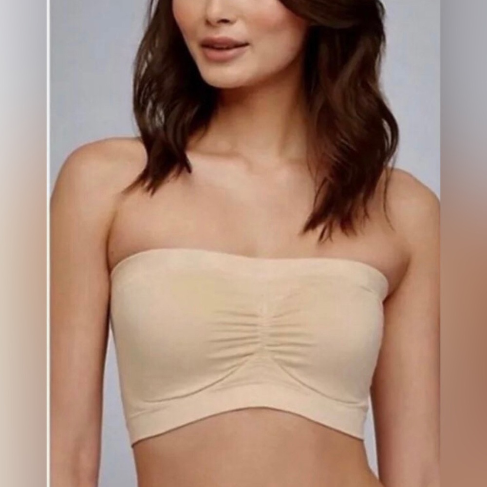 COPY - Yummie Strapless Comfort Bra Removable Pads Wire Free S M Nude Beige Ban…